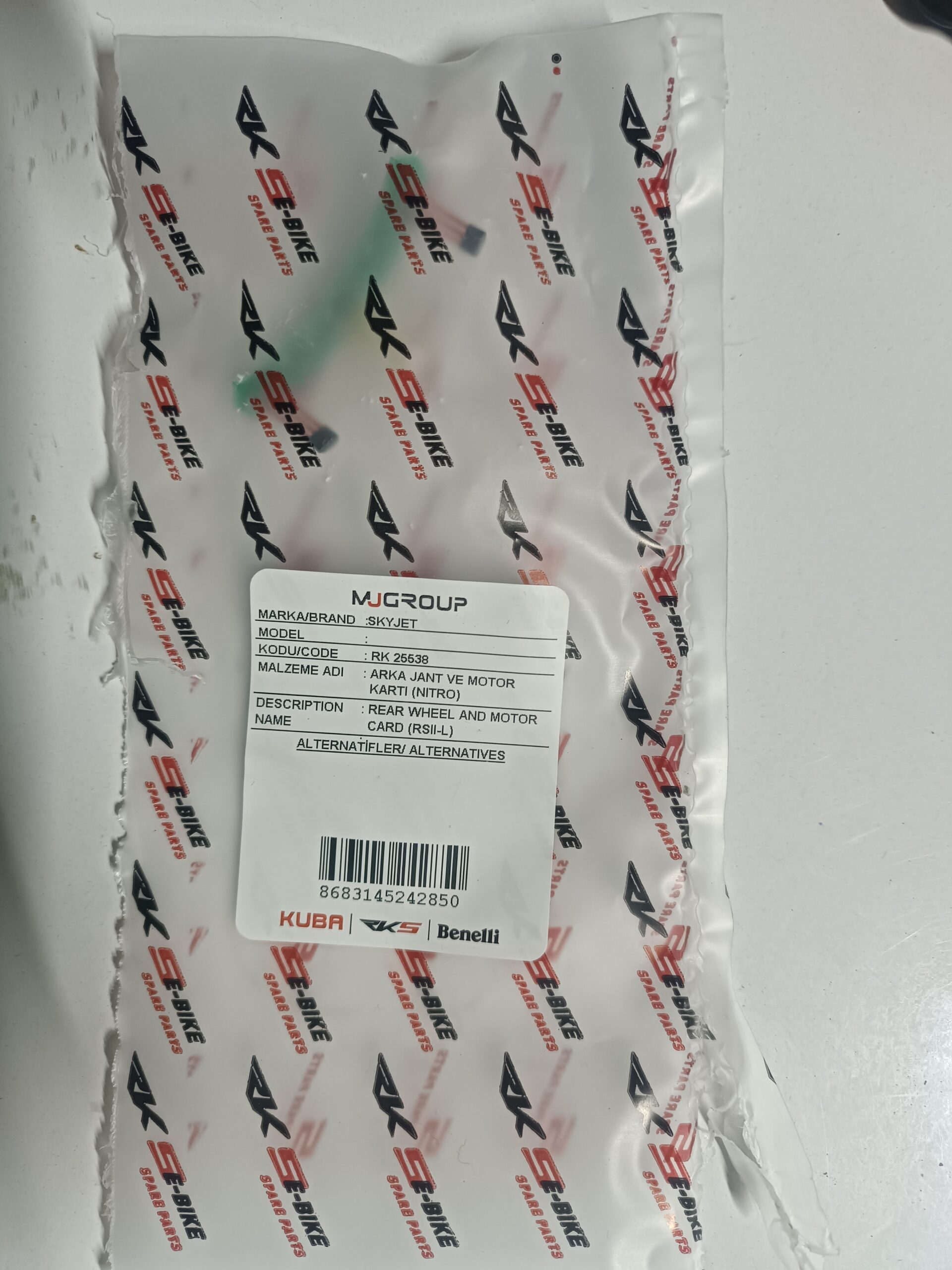 Skyjet Nitro Arka Jant ve Motor Kartı – Orijinal Arka Göbek Motor Kartı (Elektrikli Bisiklet)